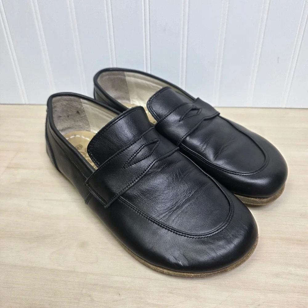 Earthing Harmony Black Leather Barefoot Penny Loafers Grounding Copper Rivet 41